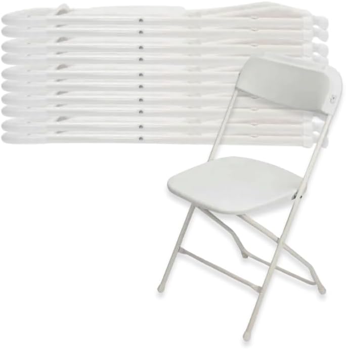 EventStable TitanPRO White Plastic Folding Chair - 10-Pack - Lightweight Foldable Outdoor Chair - Durable Patio Chairs - Chairs Set for Parties Banquet Events - 10 Pack