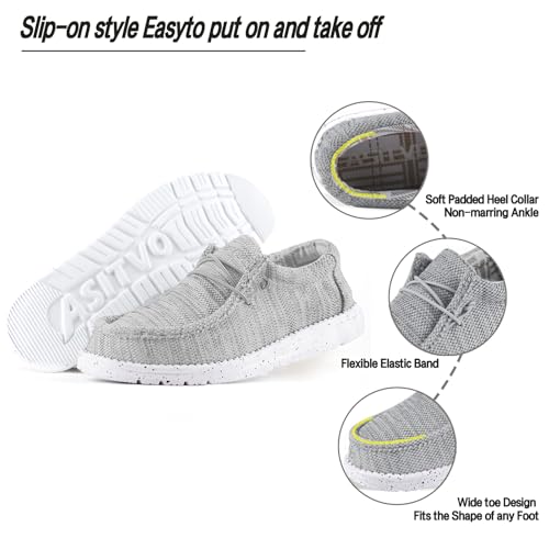 ASITVO Men's Wide Loafers & Slip-ons Casual Slip on Walking Shoes Width Toe Box Size 10.5 Breathable Lightweight Non Slip Boat Shoes White Grey 44 by ASITVO - Used condition - Image 4