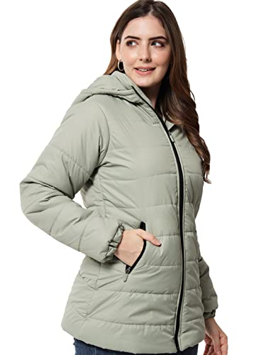 Image of KOTTY Women Nylon Peach Pink Solid Puffer Jacket