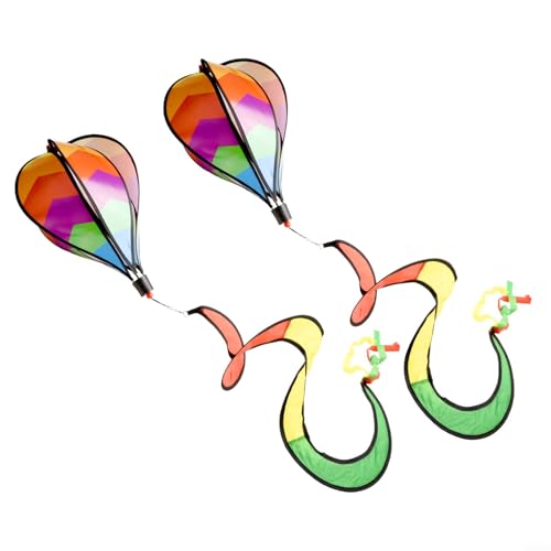 Momfin Lot de 2 ballons à air 3D rotatifs géométriques colorés en polyester pour terrasse, pelouse, cour, enfants et personnes âgées