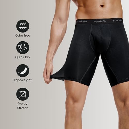 Men's Underwear 9 Inch Long Leg Boxer Briefs for Men, Performance, Moisture Wicking Pack, Anting Chafing, Fly3