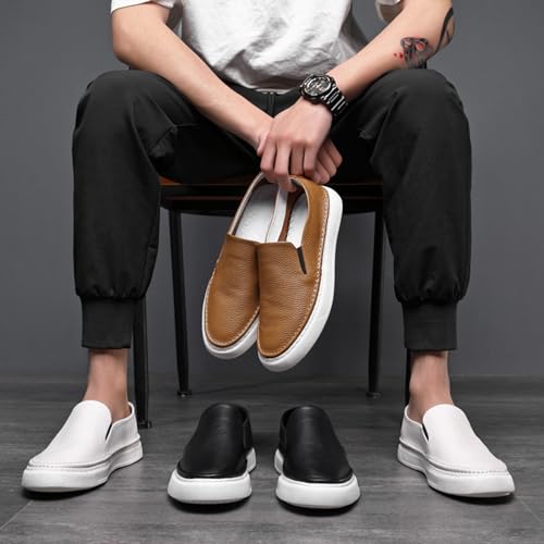 Men's Business Leather Overlay Soft Bottom Loafers Fashionable and Comfortable Moccasin Non-Slip Casual Shoes4