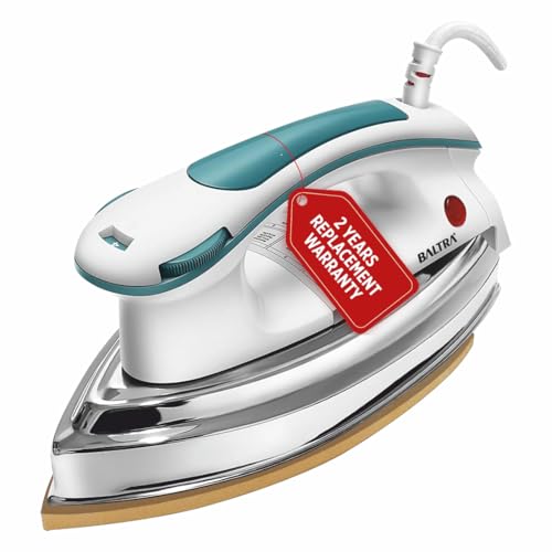 Image of BALTRA 1000W Heavy Weight Dry Iron | Advance Soleplate and Anti-Bacterial Greblon Non Stick Coating Technology | Multiple Temperature Levels | 2 Yr Warranty