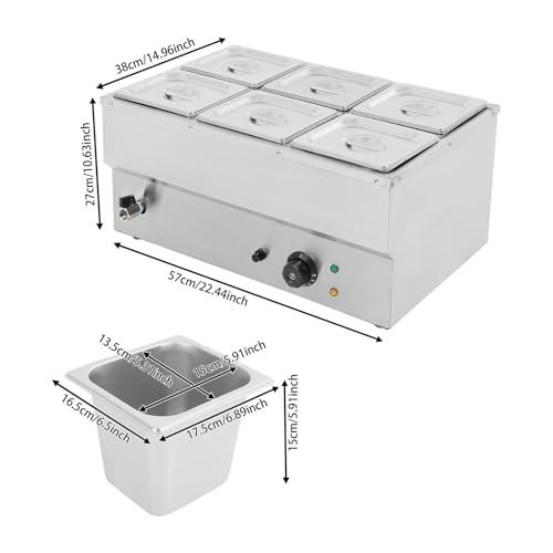 Scaldavivande commerciale, 1500 W, tavolo elettrico a vapore con temperatura regolabile da 30 a 110 ℃, scalda buffet in acciaio inox per ristoranti e feste