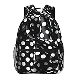 yefan Mochila de viaje con lunares corrugados en blanco y negro, mochila ligera e informal, unisex, adecuada para la escuela, el estudio y los viajes.