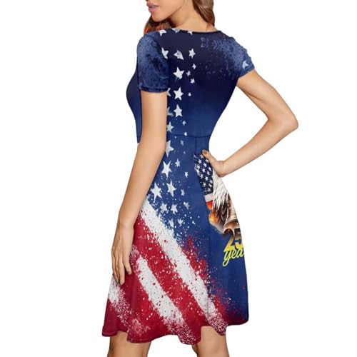 Image of AFPANQZ Womens Casual Summer Lightweight Vintage Dress Short Sleeve Midi Dress Knee-Long Luxury Formal Dress