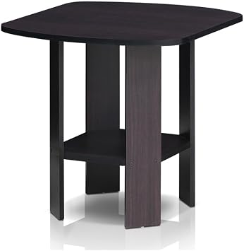 HomeStock Retro Renaissance Design End Table Side Table 20L x 20W x 19.6H Inches Simple Stylish Design with Rounded Edge for Safety Single/Dark Walnut