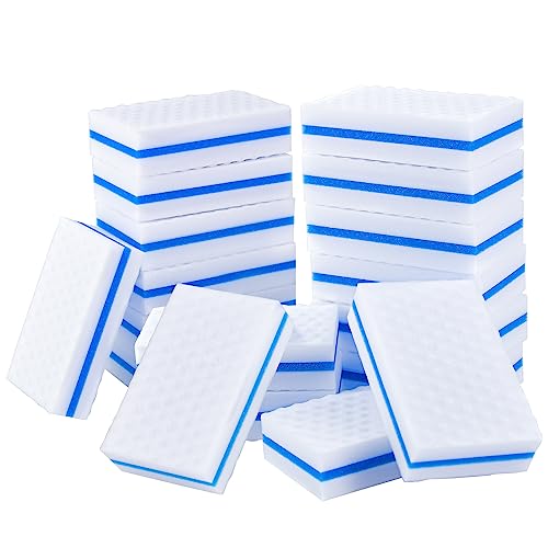 Image of Upgrade Melamine Sponge, 25 Pack Extra Thick More Lasting 3X Density Premium Magic Sponge Eraser, Multi Surface Power Scrubber Foam Stain and Mark Removal Cleaning Pads