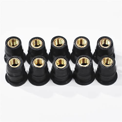 10 Pièces Écrous Wellnut M4/M5/M6 Pare-Brise Moto - Caoutchouc Marin + Laiton, Type Convexe M6
