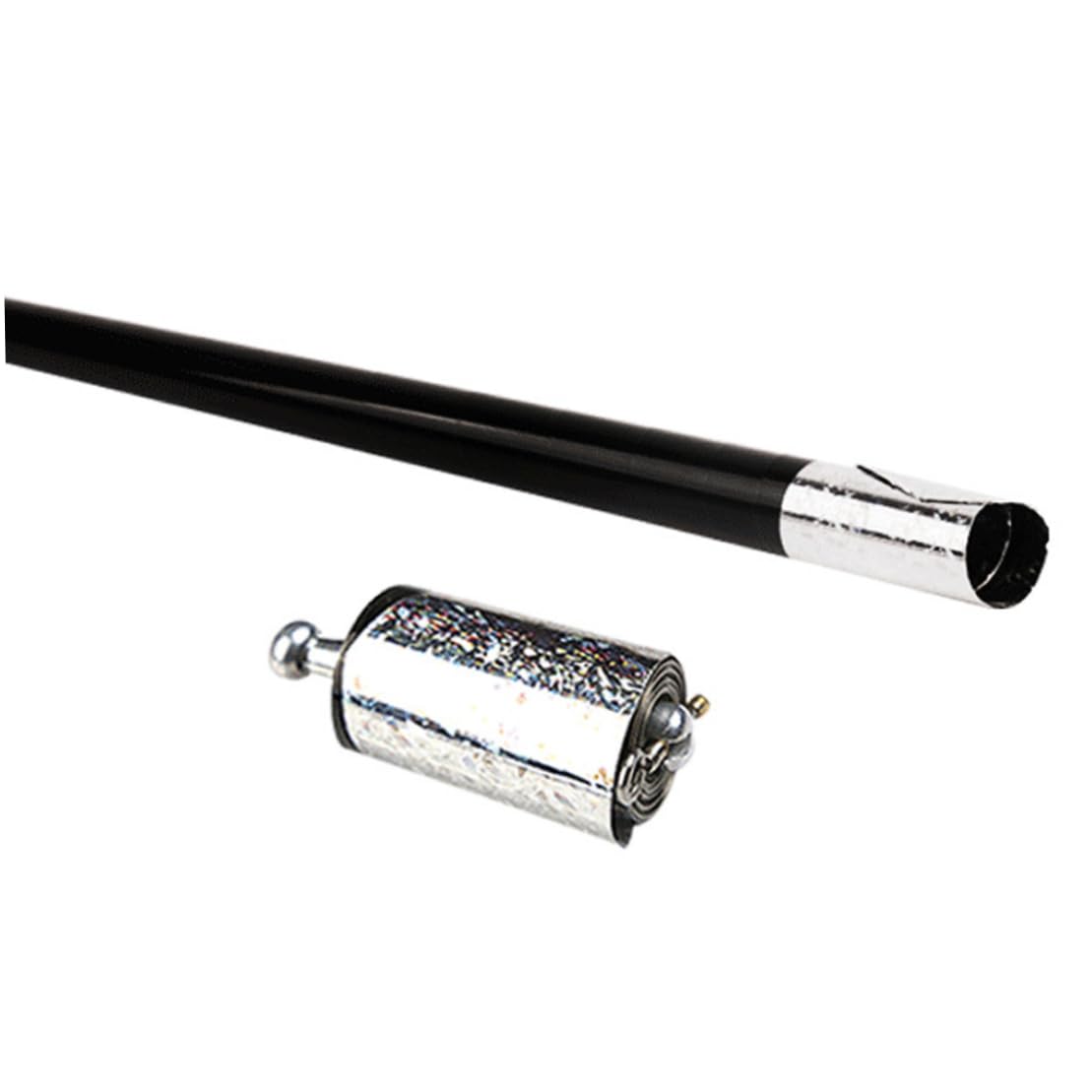 Metal Appearing Cane Trick Prop Telescopic Trick Wand Stretchable Extendable pops Out Trick Props Pocket Staff Black.