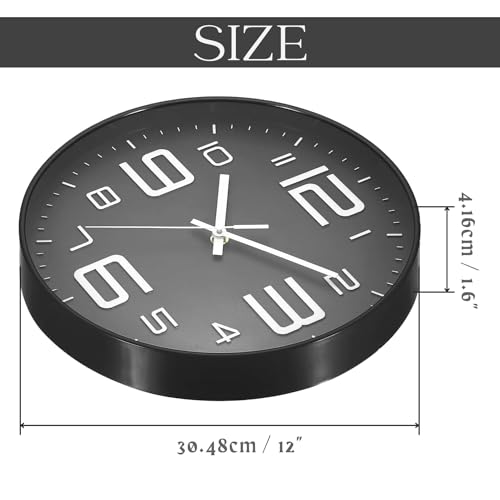 Image of SKYTONE Wall Clock 12 inch Silent Quartz Decorative Wall Clock Non-Ticking Classic Clock Round Easy to Read for Living Room, Bathroom, Kitchen, Office, School (Black White)