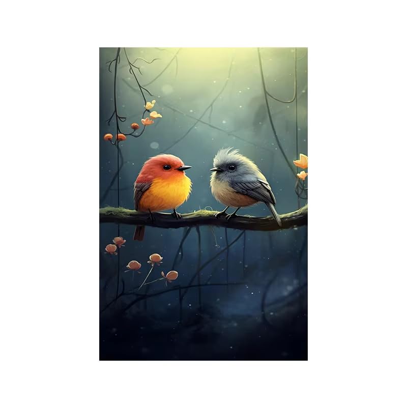 Tableau oiseau abstrait coloré 80x120cm décoration murale de salon