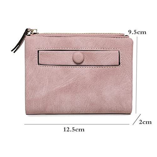 Small Women Lady PU Leather Wallets Fashion Korean Multifunctional Frosted Female Short Retro Coin Purse Clutch Card Holder,Luggage (F)2