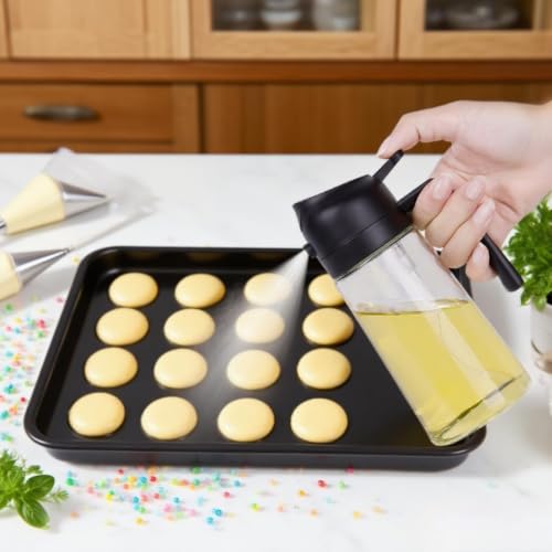 Image of 2 in 1 Olive Oil Dispenser and Sprayer for Kitchen, Glass Oil Spray Bottle, Leak-Proof Cooking Oil Dispenser with Handle for Air Fryer, Salad, BBQ, Grilling, Baking 500ml (Design 1)
