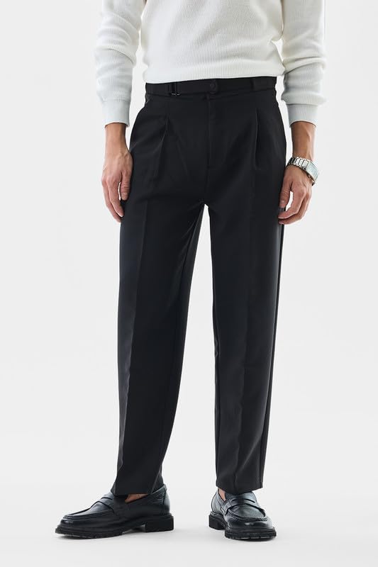 Image of SNITCH Black Korean Relaxed Fit Trousers