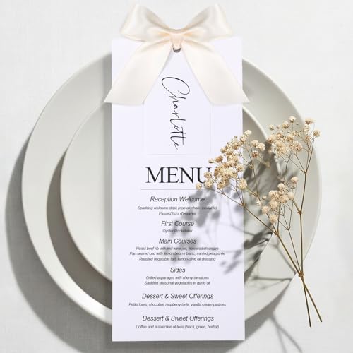 Humyoun 50 Sets 76lb Wedding Menu Cards 4 x 9''