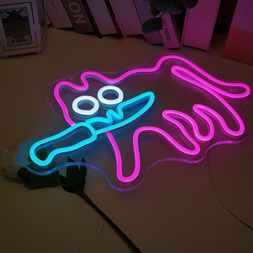 Image of Goofy Sneaky Cat Neon Sign for Bedroom, USB Powered Funny Cat LED Neon Light, Silly Cat Wall Decor Meme Art for Dorm, Game Room, Party, Fun Gift for Teens Friends (15.8 x 9.8 Inch)(cat)