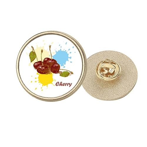 Broche cerise aquarelle en métal doré de qualité supérieure