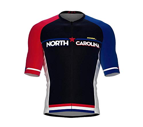 ScudoPro Pro-Elite Short Sleeve Cycling Jersey North Carolina USA State Icon Landmark Symbol Identity for Men - Size S Multi