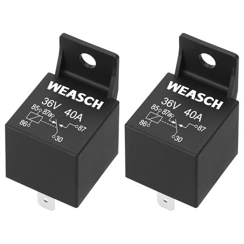 Weasch 2 Pack Car Relay, 36V 40A, 5 Pin SPDT, Automotive Switches and Starters, Waterproof Relay for Boat Tractor Truck Motorcycle (2)