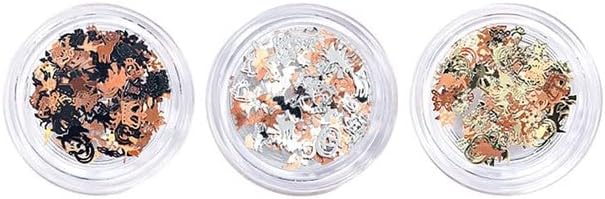 ANYLADY 3 Box/Set Halloween Nail Art Decoration 3D Hollow Slider Nails Sequins Mixed Color Rhinestones Professional Salon - (Color: 3 Box)