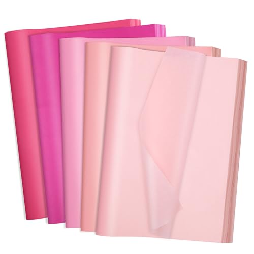 woric 60 Blatt Seidenpapier 35 x 50cm Rosa Seidenpapier Verpackungsmaterial Bastelpapier Geschenkpapier für DIY Basteln Hochzeit Geburtstag (5 Farben)