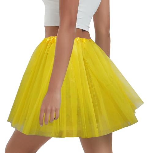 Women's 5-Layer Tulle Tutu Skirt, Adult Dance Ballet Tulle Dress,Teens Halloween Cosplay Running Tutu