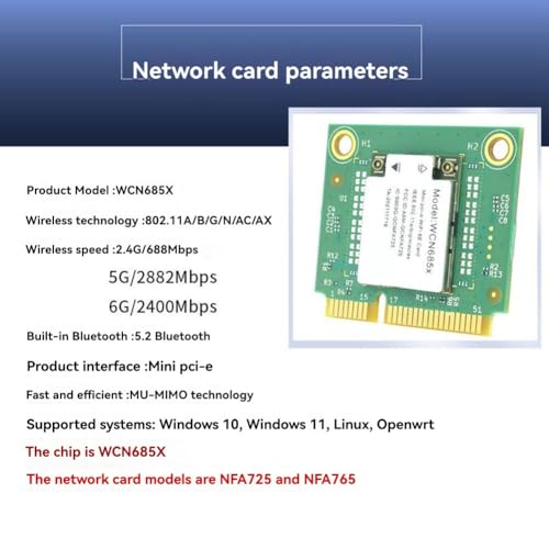 Módulo WiFi6E NFA725 AX6000 Mini PCIE para solucionar cortes de internet y problemas de Bluetooth 7