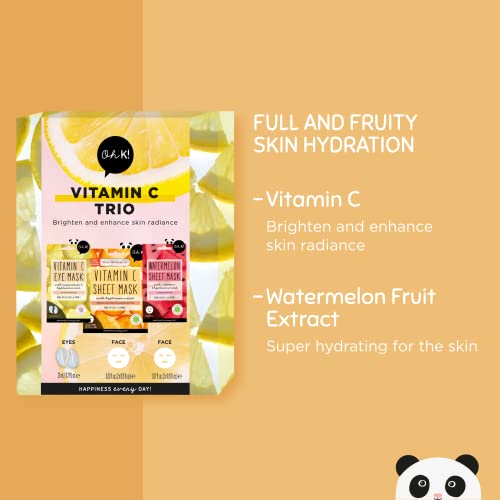 Oh K! Vitamin C Trio, Vegan and Cruelty Free Pamper Gift Set including Face Masks and Eye Mask - Image 3