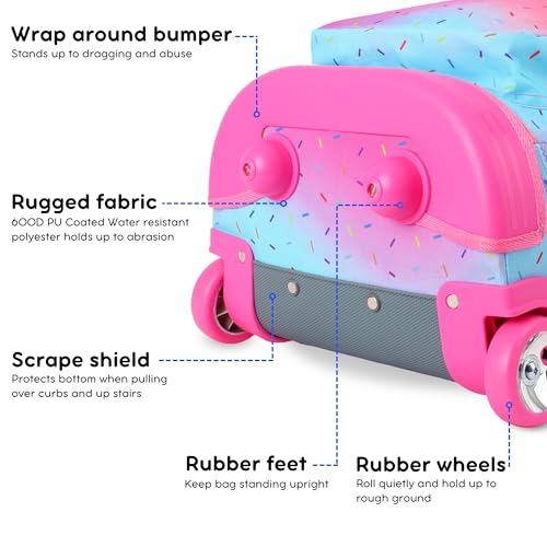 Image of J World Sunrise Kids Rolling Backpack with Wheels for Girls Boys, Roller Bookbag for School, 18 x 13 x 9 Inches, Confetti