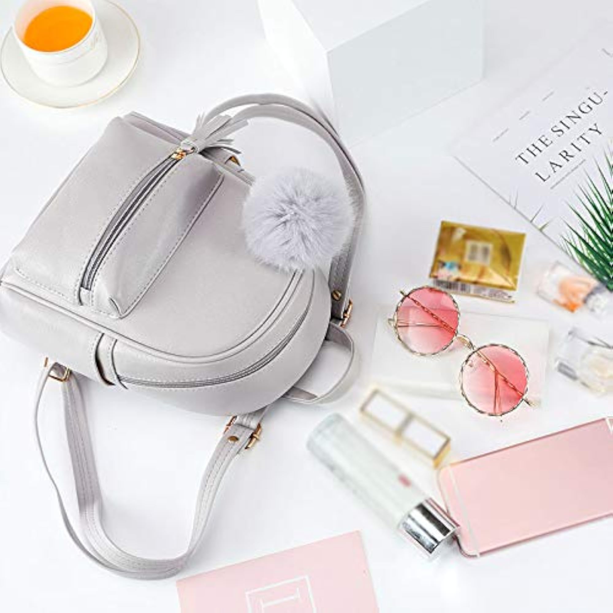 Women's Faux Leather Small Backpack, Fashion Casual Daypack
