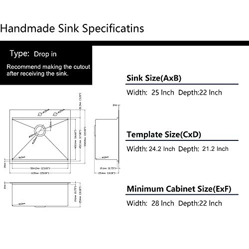 25 Drop Kitchen Sink Workstation - Mocoloo 25X22 Drop In Topmount Kitchen Sink 16G Stainless Steel Single Bowl Deep Sink Ledge Round Corner Overmount Laundry Sink #TOP6