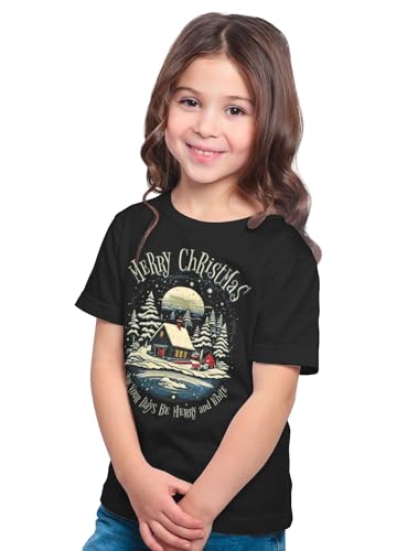 Image of Kids Christmas Graphic Printed T-Shirt for Boys & Girls Relaxed Fit 1980