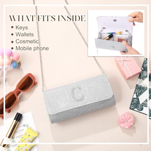 Image of Silver Clutch Purses for Women Personalized