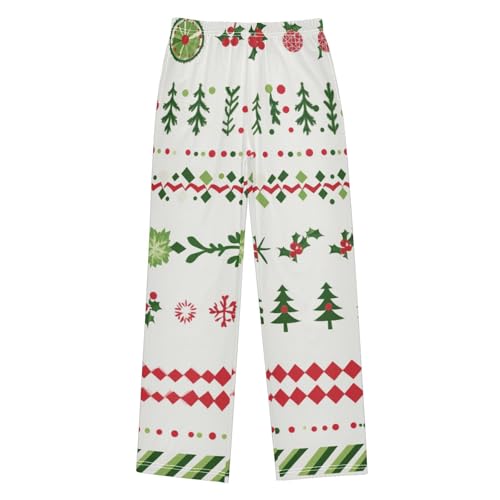 Boys' Pants Leaves Stripe Christmas Green Long Bottoms Jogger Pants Elastic Waist Trousers with Pockets S-XL