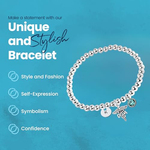 Dental Assistant Silver Beaded Adjustable Bracelet, DA Gift, Non Tarnish Dental Assistant Charm Beaded Adjustable Bracelet Healthcare Professionals2