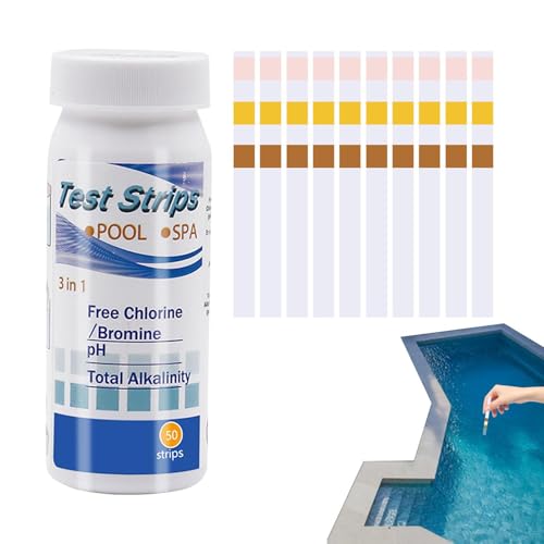 Tiras de prueba de ph - tiras de prueba de spa de 3.74 pulgadas, prueba de agua de la piscina - PP y papel de prueba multifuncional para bañera de hidromasaje, piscina y spa