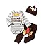 My First Thanksgiving Outfit Infant Baby Boy Letter Printed Romper Turkey Pants with Hat 3PCS Thanksgiving Clothes Sets Brown