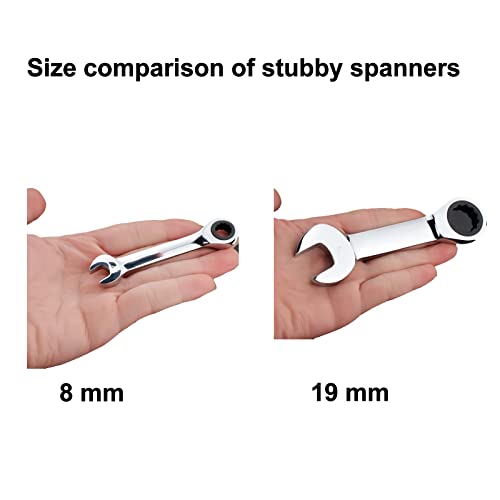 Fxionicon 17Mm Stubby Ratchet Spanner, Ratcheting Combination Wrench, Short Fixed-Head High Carbon Steel Open End Spanner, Metric Home Tools #TOP3