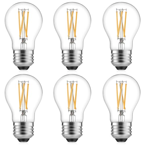 Gozelux A15 LED Bulbs - Vintage Edison Bulbs Dimmable Clear Glass E26 Medium Base 6W (60W Equivalent) 2700K Warm White 700LM for Ceiling Fans Appliances Refrigerator Lights - 6 Pack