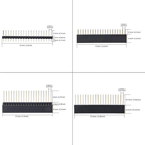 Geekworm 2x20 40 Pin Stapelen Vrouwelijke Header Kit voor Raspberry Pi 4B/3B +/3B/2B/B +/A+/Zero (Zero W) (4… - Afbeelding 3