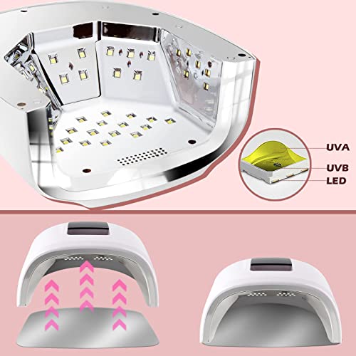 90W Professional Wireless Cordless Rechargeable Uv Led Nail Lamp,Nail Lamp Gel Nail Curing Dryer Light For Nails With 45 Beads,4 Timer Setting Lcd Display Nail Polish Machine (White) #TOP3