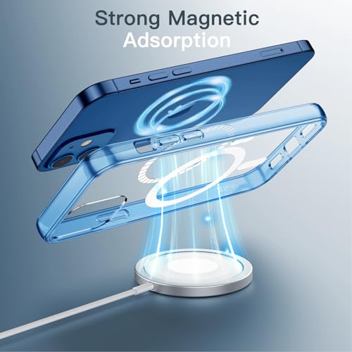 JETech iPhone 12/12 Pro マグネット ケース(6.1インチ用) MagSafe ワイヤレス充電対応 衝撃吸収 バンパーカバー 傷つけ防止 透明バック (インディゴジーンズ)
