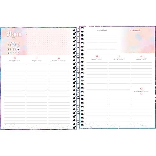 Planner Espiral 17,7 x 24 cm Good Vibes 2022 - Estampa mancha branca - Tilibra