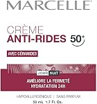 Crème anti-rides Marcelle 50+, Jour & Nuit, Crème anti-âge, Réduit les ridules et rides, Hydratation 24H, Sans parfum, Hypoallergénique, Sans cruauté, 50 mL