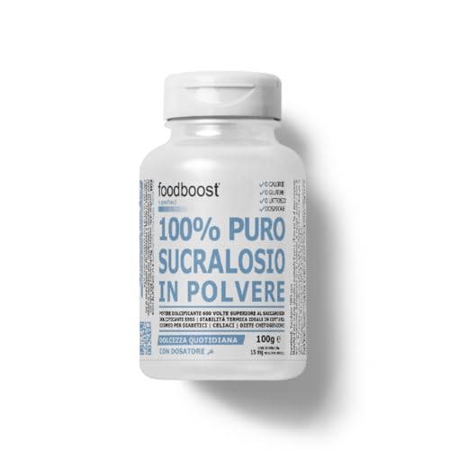 foodboost - Sucralosa 100g 1 tarro - edulcorante 100% natural - 600 veces más dulce que el azúcar - Ø calorías ok diabetes y cetogénica - Ø lactosa gluten