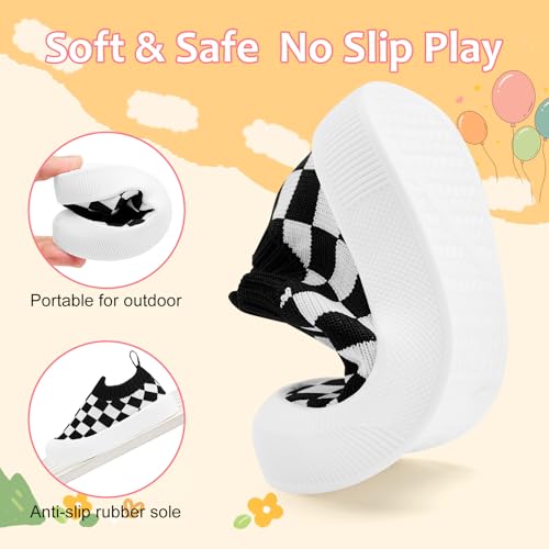 VIFUUR Baby Shoes Girls Boys Toddler Sneakers Non-Slip First Walkers Shoes for Babies Low Top Black Board Size 0-6 Months Infant