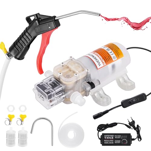YUCHENGTECH Haushalt Bierpumpe Elektrische Weinförderpumpe mit Durchflusskontrolle und Start-Stopp-Automatik,Inklusive Flüssigkeitsfüllpistole,4m Schlauch und 2 Filtern zum Pumpen von Wein Bier