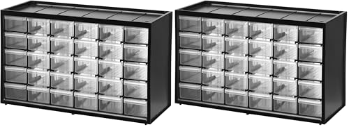 STANLEY Organizador de 5 niveles de 30 cajones, Marco de polipropileno de densidad, Cajones blandos transparentes, Apilable, 36.5 x 15.5 x 22.5 cm, 1-93-980 (Paquete de 2)