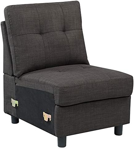 DAZONEModern Armless Accent Chair/Single Seat Reception Sectional Sofa, 23" L x 31" W x 33.5" H /28 Lbs, Charcoal
